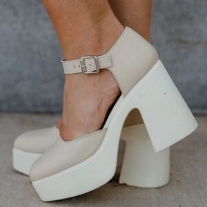 Free People Cream Platform Mary Jane Heels